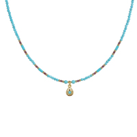 Kalung Resin Paduan Tembaga Wanita TANGPEI, Biru Persia Dream Vintage, Rantai Klavikula Berhias Manik-Manik Tetesan Air, Perhiasan Kostum Trendi