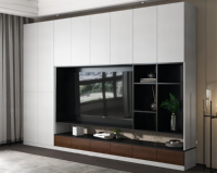 Meuble TV Mural en Bois Pas Cher Usine Kejia, Designs Modernes, Meuble TV pour Salon en Bois Massif
