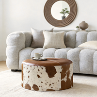 Pouf en similicuir, repose-pieds doux et moelleux à imprimé vache, tabouret rembourré pour canapé, lit et mobilier – Vente en gros