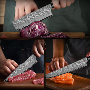 مجموعة سكاكين مطبخ يابانية مصنوعة يدويًا من فولاذ دمشق VG10، تشمل سكين اللحم وسكين التقطيع وسكين الناكيري وسكين الجيوتو وسكين التقطيع الدقيق، مثالية للهدايا - Product Image 6