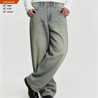 Haute Street Wear Garçons Vintage Lavé Fade Hommes Jeans Casual Streetwear Baggy Pantalon Unisexe Surdimensionné Lâche Denim Jeans Pantalon