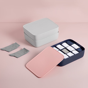 HeDou Underwear <b>Storage</b> Box Plastic <b>Stackable</b> With Lid And Compartments For Socks Bra <b>Drawer</b> Type White - Product Image 2