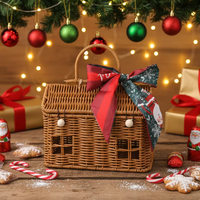 Panier cadeau de Noël en rotin PP disponible pour l'emballage, panier portable pour enfants, panier de rangement pour la maison, accessoires de décoration de festival