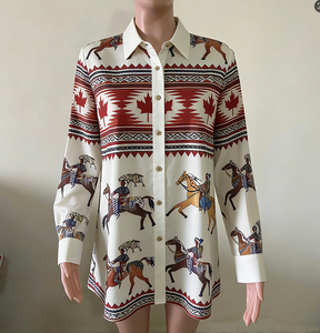 Camicia Vintage da Donna Stile Azteco Western Edmonton, Blusa Casual a Maniche Lunghe con Stampa Tribale e Bottoni, <span class=keywords><strong>Top</strong></span> per Attività all'Aperto 2026 - Product Image 5