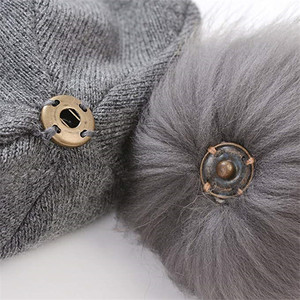 Gorro de Invierno en Oferta, Gorro de <span class=keywords><strong>Lana</strong></span> Tejida para Mujer, Gorro de Cachemira Sólido Personalizado, Gorro con Pompón de Piel - Product Image 6