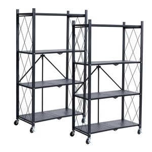 Carrito de Almacenamiento Plegable de Metal para Cocina, Estantería de 5 Niveles con Ruedas, Estantería Tipo Soporte para Herramientas de Limpieza, Función Plegable - Product Image 1