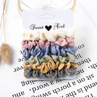 Set Scrunchie Kustom Wanita dan Anak Perempuan, Aksesoris Rambut, Ikat Rambut Elastis, Desain Lipit, Kain Multiwarna, Beludru, Satin