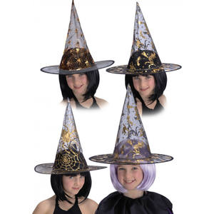 Sombrero de Bruja Decorado de 30 cm de Alto para Niños - Product Image 1