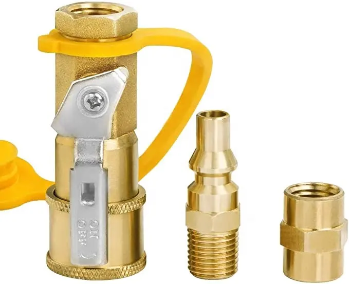 Fittings for Propane Hose 1/4" RV Propane and Natural Gas Quick Disconnect Kit with Shutoff Valve RV Propane Quick Connect