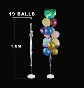 19个球塑料透明底座，带棍子桌子气球支架，用于生日派对装饰可重复使用的透明气球支架