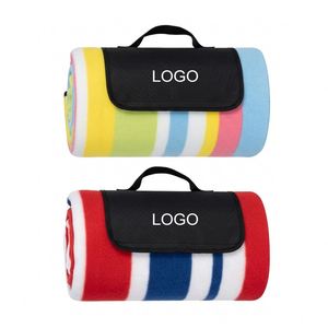 Custom Logo Fleece Waterproof <b>Foldable</b> Outdoor Picnic Mat With Flap Travel Blanket for Camping <b>Beach</b> - Product Image 1