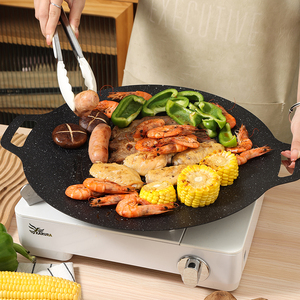 韩式多用途铸铁钢烤盘户外烧烤长方形不粘麦饭石烤盘 - Product Image 5