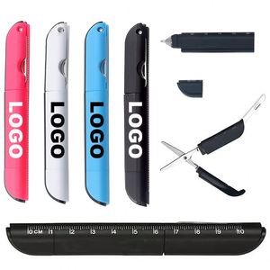 Bolígrafo Multifunción 4 en 1 Personalizado con Tijeras Plegables, Navaja de Bolsillo y Regla Integrada para Oficina, Escuela y Empresa - Product Image 1