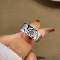 Bague personnalisée pour homme en moissanite couleur D VVS1, argent sterling 925 plaqué rhodium, 1 carat 6,5 mm, bijoux de luxe pour mariage
