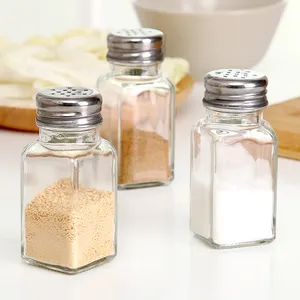 椒盐摇瓶瓶香料罐3盎司90毫升Glss容器，用于香料胡椒粉调料摇瓶瓶，带金属盖子