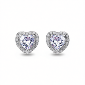 Pendientes de cristal con forma de corazón en oro rosa para mujer, joyería romántica con engaste de garra de aleación de zinc para boda - Product Image 1