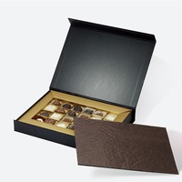 Boîte cadeau magnétique noire personnalisée avec plateau séparateur doré, emballage pour chocolats et bonbons, multi-compartiments, logo, vente en gros