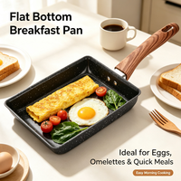 Wajan Tamagoyaki Jepang Persegi Granit Anti Lengket, Wajan Omelet Dasar Rata, Wajan Penggorengan Telur untuk Memasak di Dapur Rumah Tangga