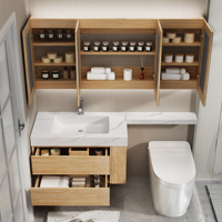 Meuble-lavabo moderne en bois massif avec miroir intelligent, armoire de rangement et vasque simple pour votre salle de bain contemporaine