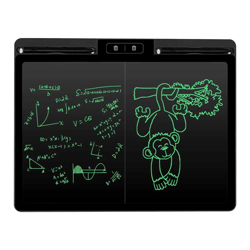 SUPERBOARD-pizarra de pantalla dividida de 16 pulgadas, tableta de escritura LCD con dos botones de borrado, gran oferta