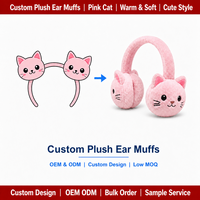 Couvre-oreilles en peluche personnalisés, motif chat de dessin animé, doux, pour l'hiver, conception OEM/ODM sur mesure, cadeaux pour enfants