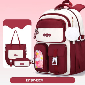 New Fashion and Simple Three-piece Schoolbag Students Large Capacity Portable Easy Storage <b>Waterproof</b> <b>Backpack</b> - Product Image 4