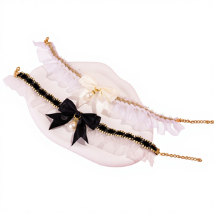 وشاح صغير للقطط بتصميم أنيق، طوق للحيوانات الأليفة، ربطة عنق لطيفة بأسلوب الأميرات الصامتة مصنوعة من البوليستر - Product Image 1