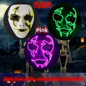 Máscara de Halloween LED de PVC Personalizable - 9 Colores, Cobertura Facial Completa, Baterías Incluidas para Fiestas de Terror y Regalos - Product Image 5