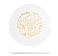 Assiette de table occidentale en porcelaine blanche de luxe avec bordure à points en relief, vaisselle fine pour restaurant et hôtel