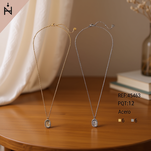 Collana con Ciondolo a Forma di Lettera G con Diamante, 10x15cm, Stile Collare, Catena in Acciaio, Tono Oro e Argento - Product Image 3