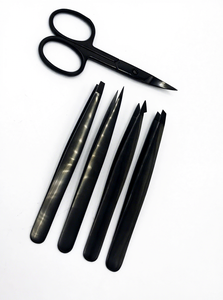 Juego de Pinzas para Cejas de Acero Inoxidable Personalizables, Juego de Pinzas para Cejas con Recubrimiento de Color Negro Plasma - Product Image 2