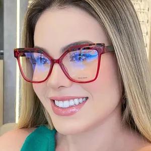 新しいスクエアメガネフレーム女性クラシックブランド透明コンピューターアイウェアTR90ブロッキング光学眼鏡眼鏡女性