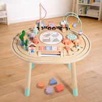 Table d'activités Montessori multifonctionnelle en bois pour enfants avec labyrinthe de perles, rail de voitures et tri de formes – Bureau interactif pour tout-petits
