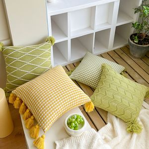 家居装饰针织枕套沙发针织面料枕头可爱扔枕套带流苏装饰沙发 - Product Image 1