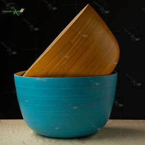 Ensemble de bols de cuisine jetables en bambou écologiques faits à la main, bols en bois légers tissés au Vietnam, bols à riz personnalisés, utilisation pour les fêtes - Product Image 1