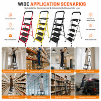 Échelle pliante DIYU avec main courante et plateau à outils, marches antidérapantes, échelle portable en acier pour la maison et l'entrepôt