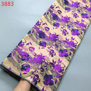 3883 tecnología de tela Jacquard brocado colorido China venta al por mayor hermosa tela Aso Ebi vestido para fiesta tela de encaje coreano - Product Image 3