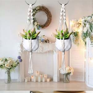 Panier de fruits plante organisateur décor moderne suspendu planteur <span class=keywords><strong>en</strong></span> <span class=keywords><strong>osier</strong></span> pépinière naturel <span class=keywords><strong>tressé</strong></span> jonc de mer ventre avec plastique - Product Image 2