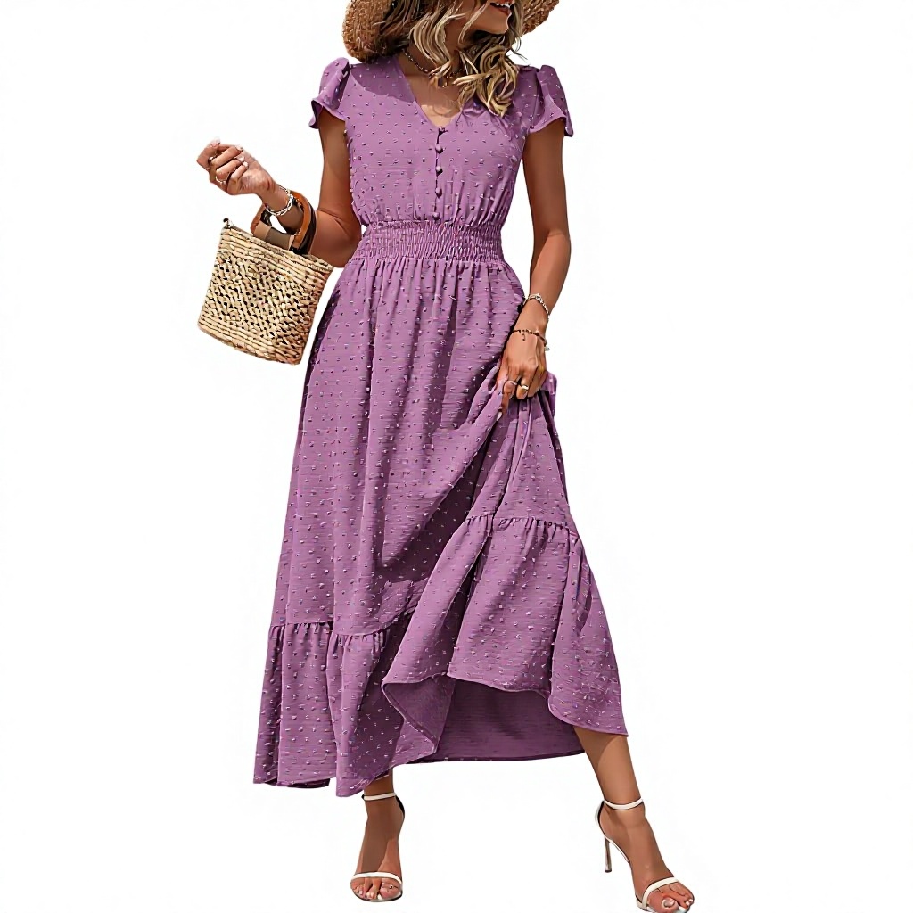 Flowy Boho Maxi Dress with Sleeves - Elegant & Casual