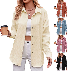 春と秋の新しいヨーロッパとアメリカのレジャーファッションバブルチェック柄ソリッドルーズブラウストップ - Product Image 1