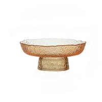 Plateau à fruits rond en verre givré de luxe classique, motif arbre blanc, plat pour bonbons, aliments secs, fruits, salade, pour les fêtes