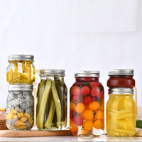 Bocaux en verre transparent de 150 ml/250 ml/380 ml/500 ml/750 ml/32 oz avec couvercles métalliques hermétiques à large ouverture, récipients de stockage alimentaire pour la cuisine