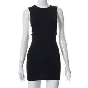 Sans manches solide femmes Sexx robe moulante <span class=keywords><strong>Kim</strong></span> <span class=keywords><strong>Kardashian</strong></span> O cou moulante Mini robe femme - Product Image 4
