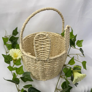 Panier de Pâques en corde de <span class=keywords><strong>papier</strong></span> tissée, nouveau <span class=keywords><strong>design</strong></span>, vente chaude, poignées, couvercle, écologique, pour le rangement des bonbons, décoration de vacances de Pâques - Product Image 4