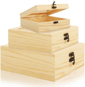Boîte à bijoux artisanale en bois de pin avec couvercle à charnières, non peinte, pour rangement d'outils et jouets, style art populaire européen, polie, thème Amour - Product Image 1