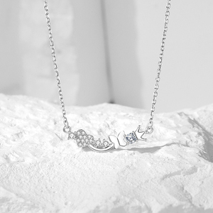 FDXZ-225 Vương Miện Tim Bướm Vòng Cổ Với S925 Sterling <span class=keywords><strong>Silver</strong></span> Zircon Nụ Cười Mặt Dây Chuyền Sang Trọng Đơn Giản Cho Phụ Nữ Của Engagement - Product Image 2