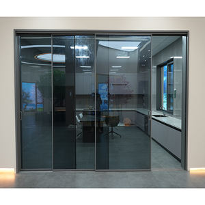 Quincaillerie cachée en gros, porte <span class=keywords><strong>coulissante</strong></span> à triple tringlerie en alliage d'aluminium pour l'intérieur, design visuel moderne et simple - Product Image 2