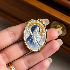 GIVELUCK Figura Ovalada Artesanal de San Benito en Acero Inoxidable, Decoración para Ramadán y Cumpleaños, Personalizable, Artesanía Religiosa para el Hogar - Product Image 5