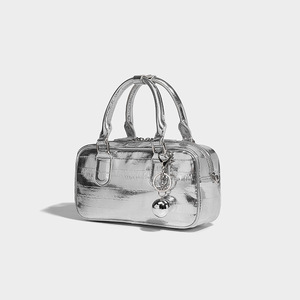 New Fashion Silver High-End Women's Boston <b>Pillow</b> Bag <b>Small</b> Square Handheld PU Single Shoulder Crossbody Size-Versatile Tanjing - Product Image 1