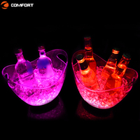 Seau à glace en acrylique rechargeable lumineux avec logo personnalisé pour bars, clubs, restaurants, fêtes, boissons, bières et vins